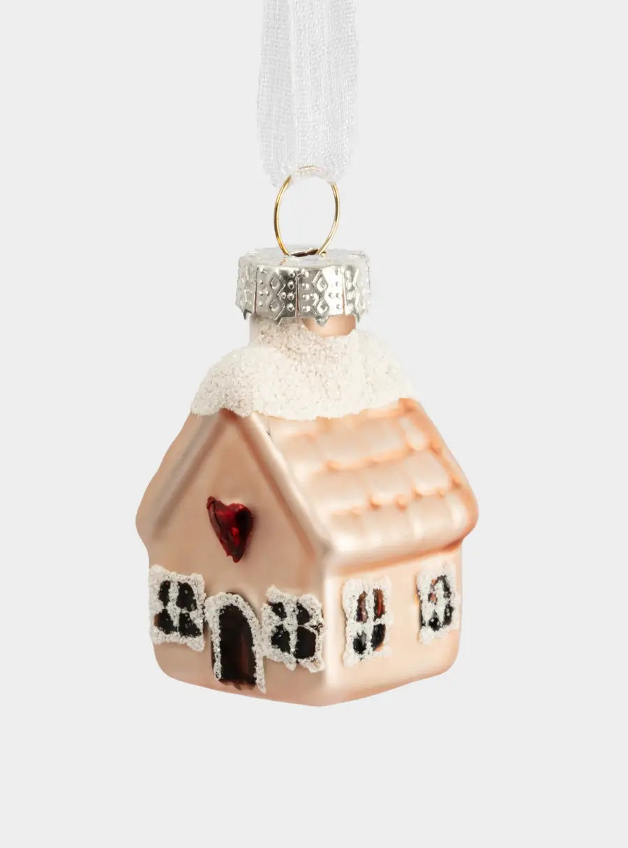 Набор елочных игрушек, 4 см, 4 шт, стекло, с блестками, Мишка/Домик/Лошадка/Елка, New year, image-1