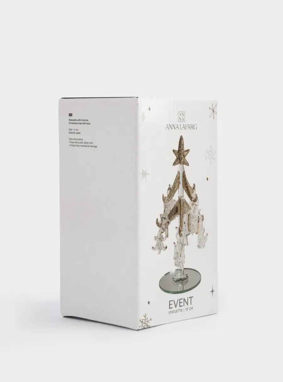 Статуэтка, 15 см, с подвесками, стекло, серебристая, Ель с игрушками, Event, image-4