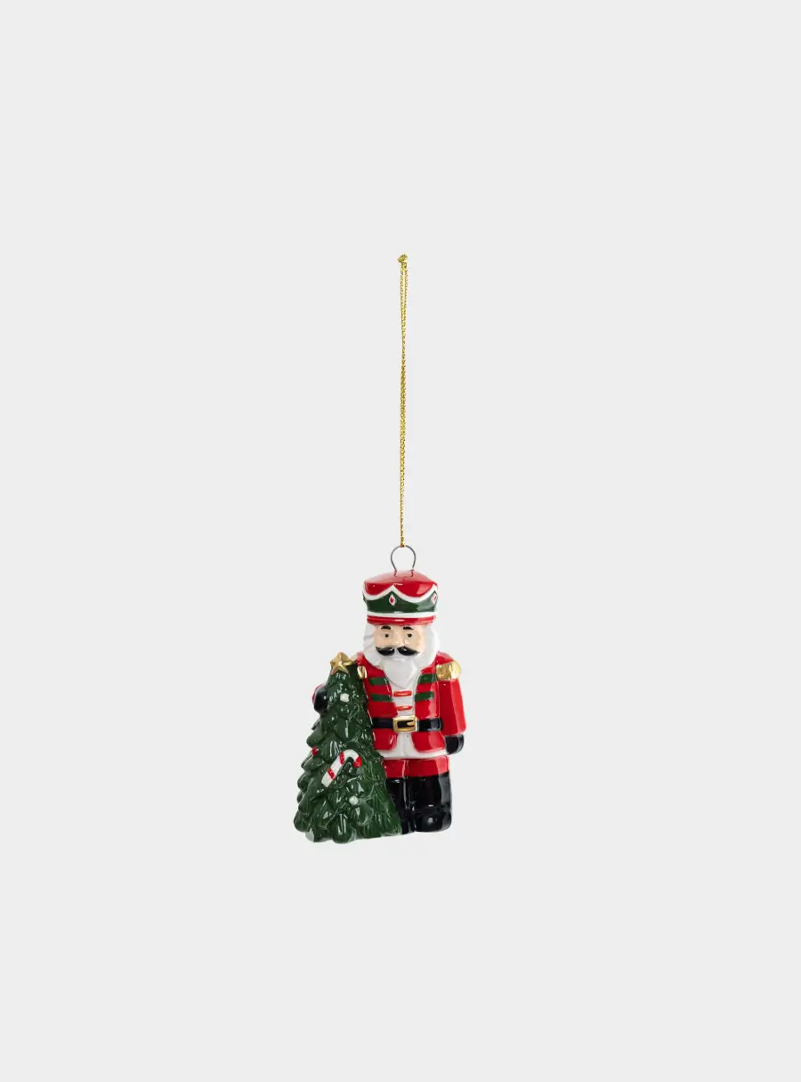 Игрушка елочная, 8 см, керамика D, Щелкунчик с елкой, Nutcracker ,image-1