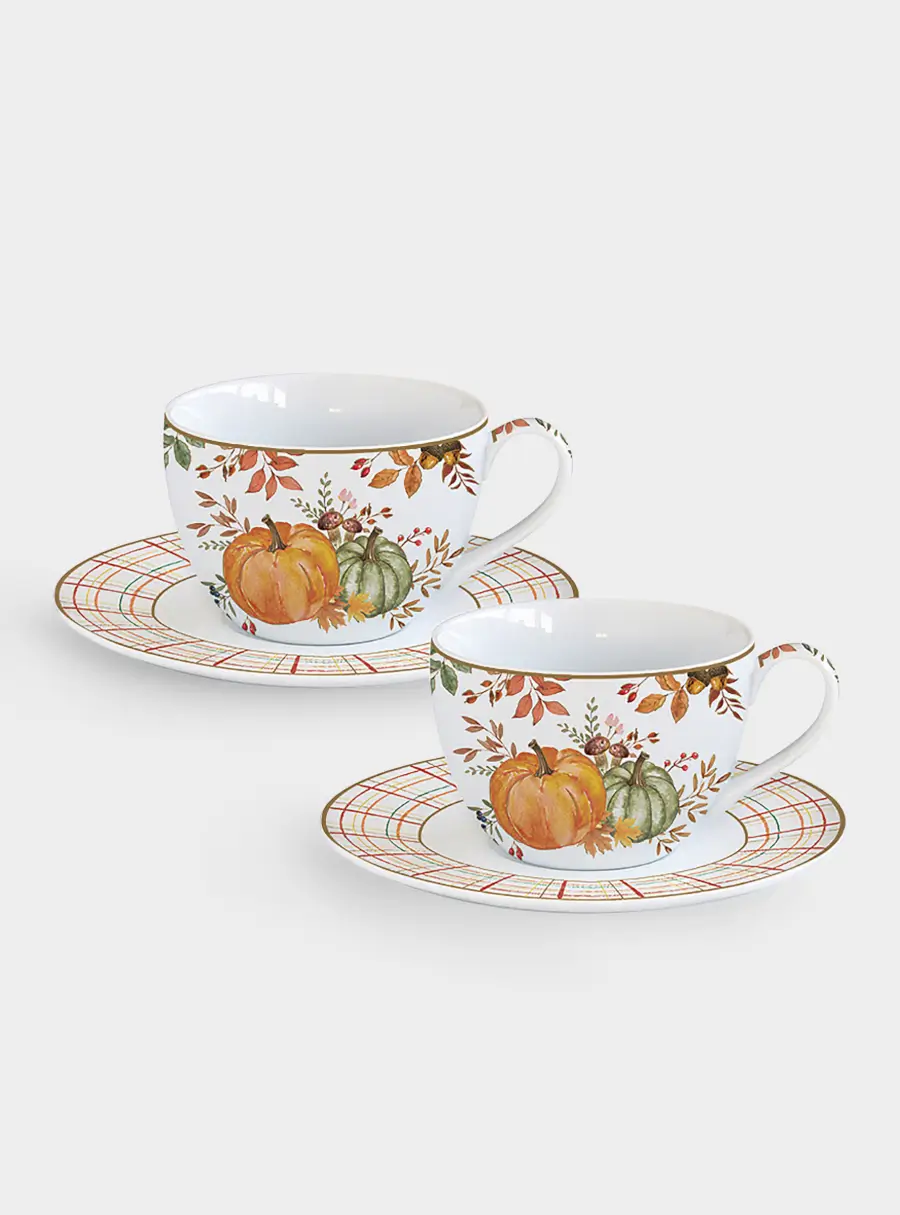 Пара кофейная, 110 мл, 2 перс, 4 пред, фарфор P, Тыква ,image-0
