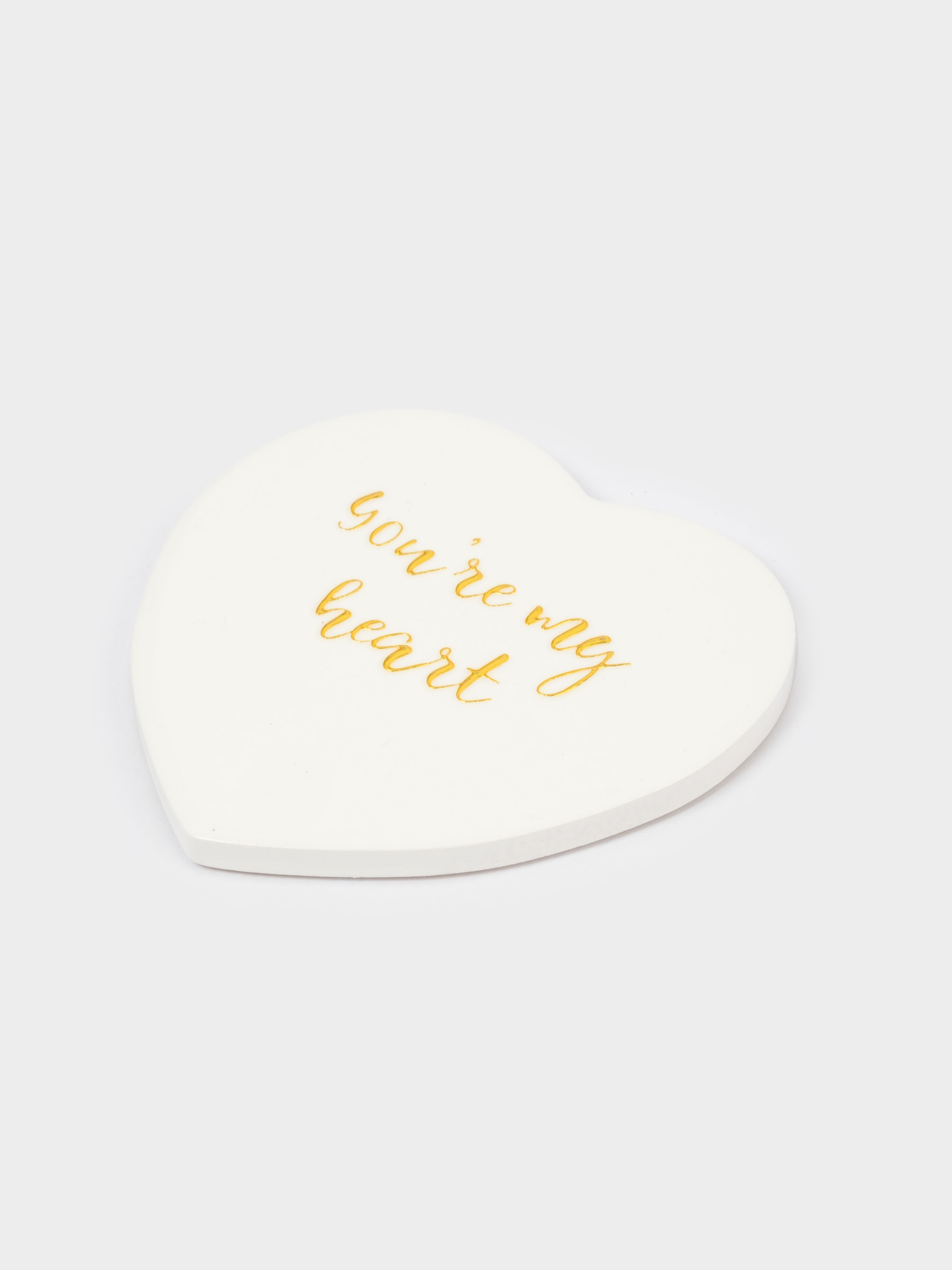 Подставка под кружку, 13х9 см, керамика/пробка, сердце, белая, Надпись, image-1