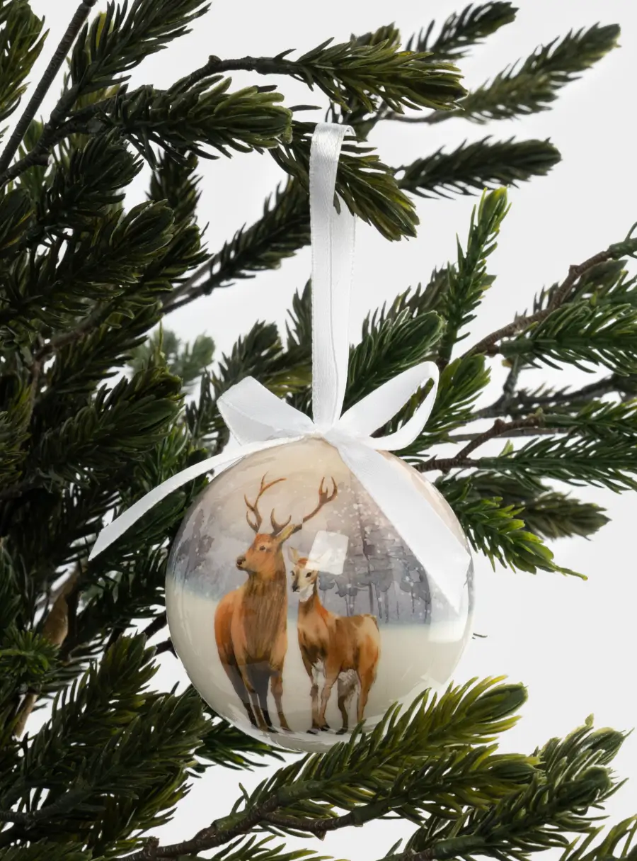 Игрушка елочная, 7 см, пенопласт, шар, Олени, New year, image-2