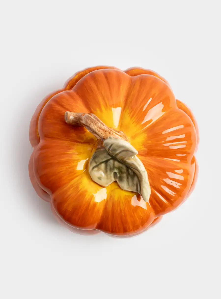 Емкость для хранения, 19x15 см, 1,3 л, керамика, оранжево-зеленая, Тыква, Bright pumpkin ,image-2