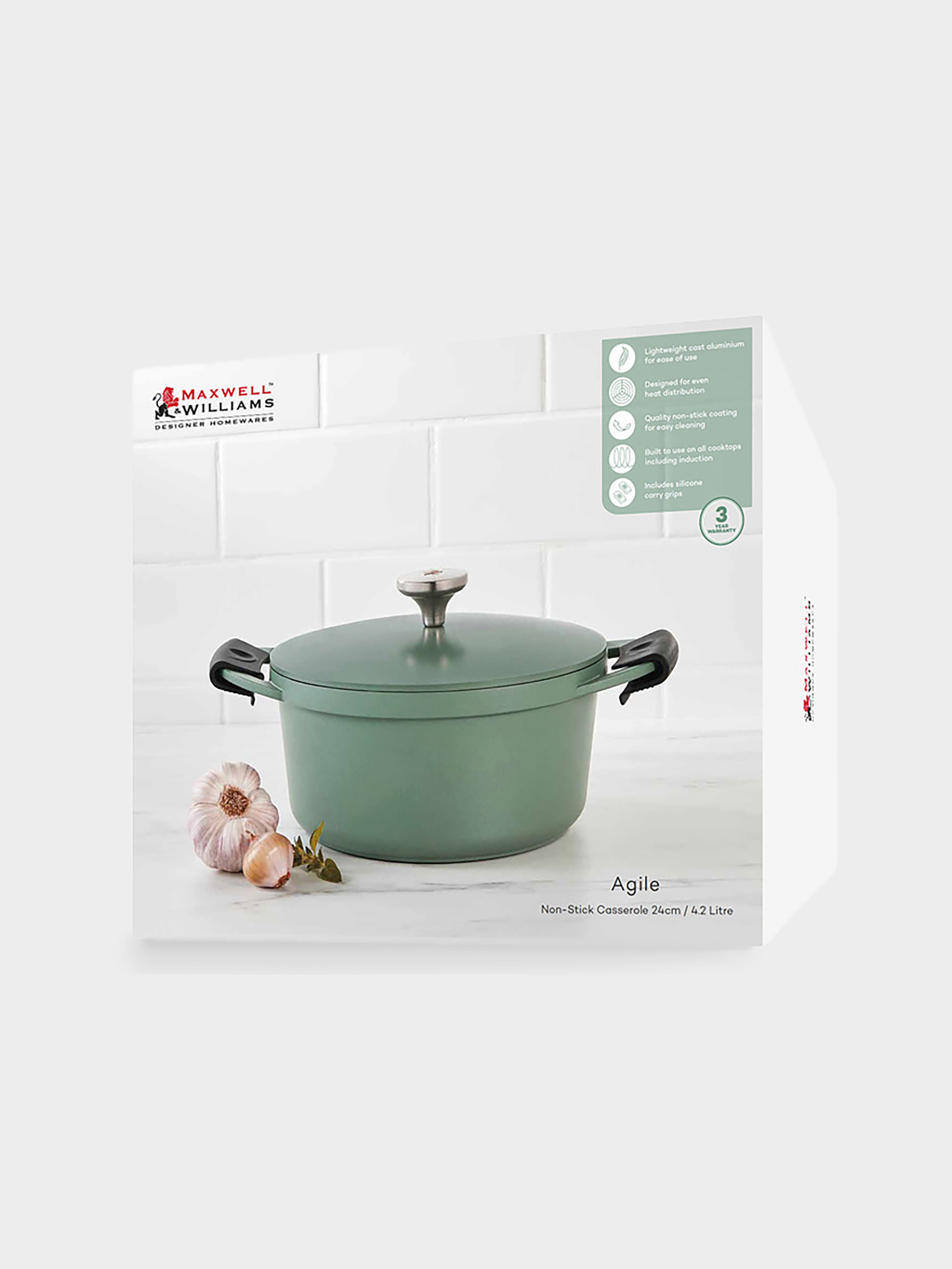 Кастрюля, 24 см, 4.2 л, с крышкой, с покрытием, алюминий, зелёная, Agile, image-6