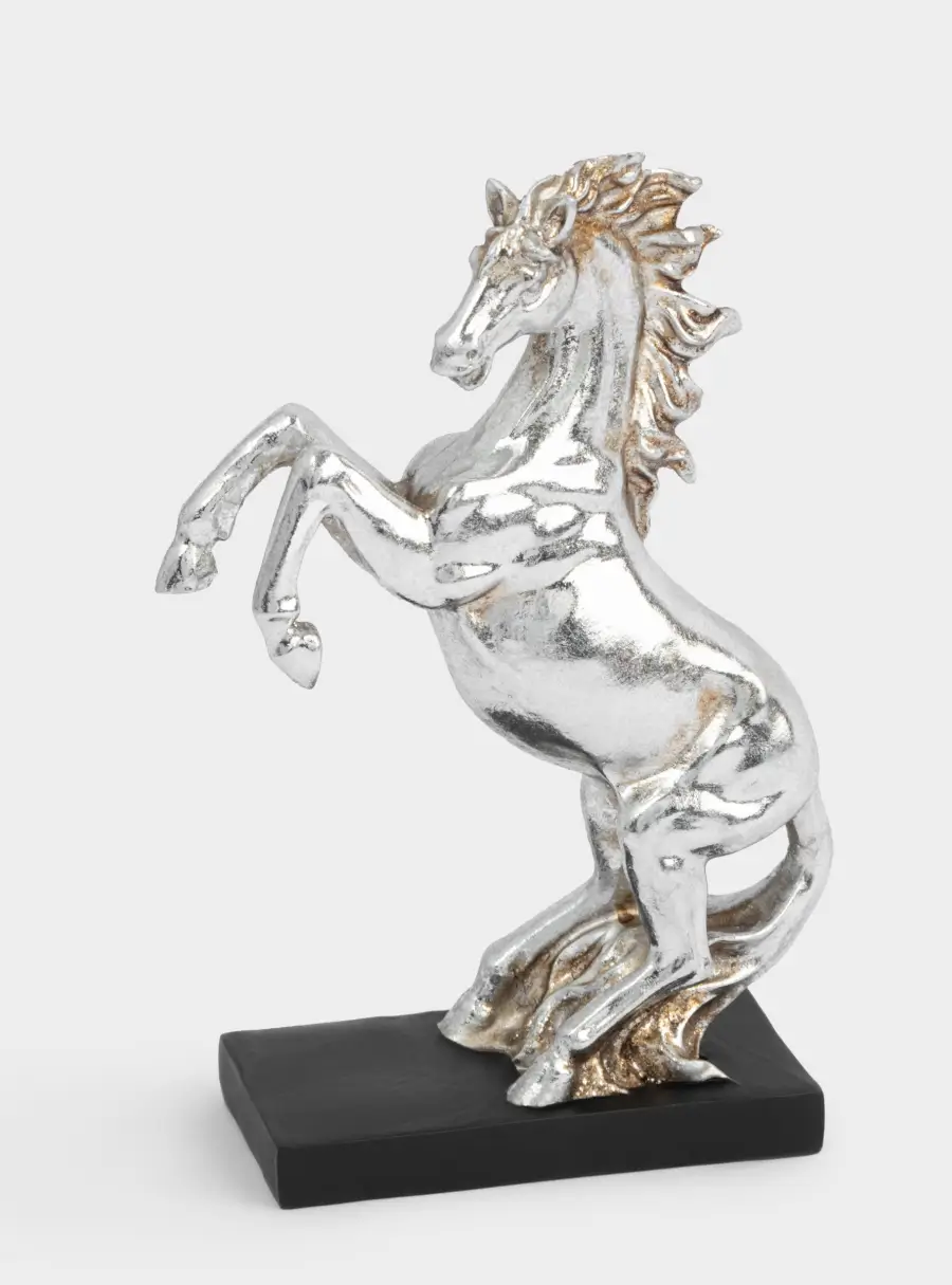 Статуэтка, 15 см, полирезин, серебристая, Конь на дыбах, Horse ,image-0