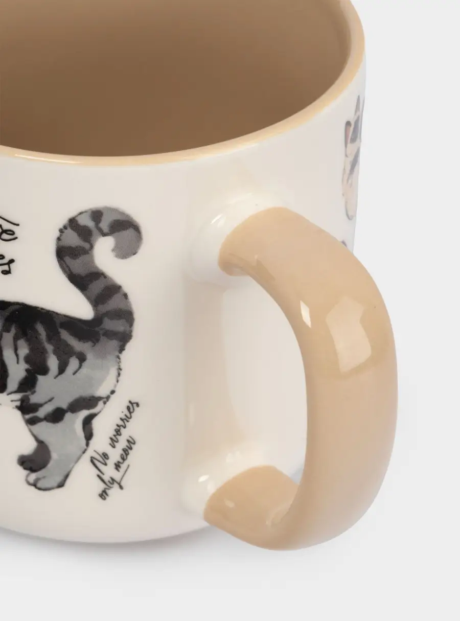 Кружка, 400 мл, фарфор N, бело-бежевая, Коты, Pets, image-7