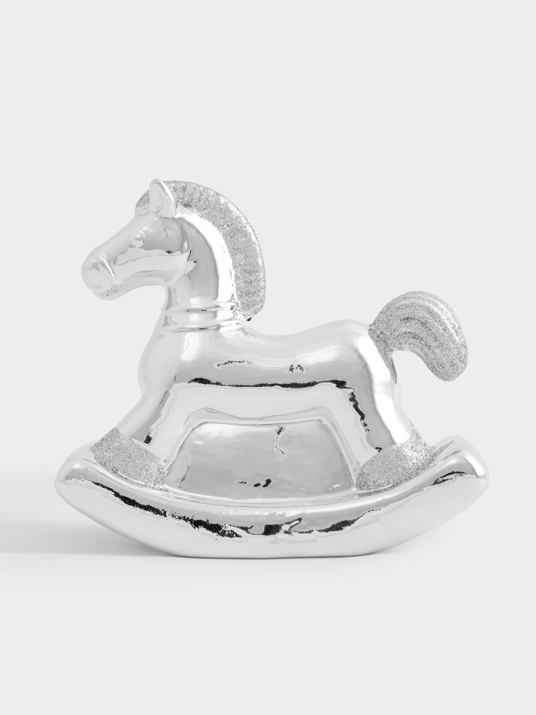 Копилка, 13 см, фарфор P, серебристая, Лошадка-качалка, Horse, image-4