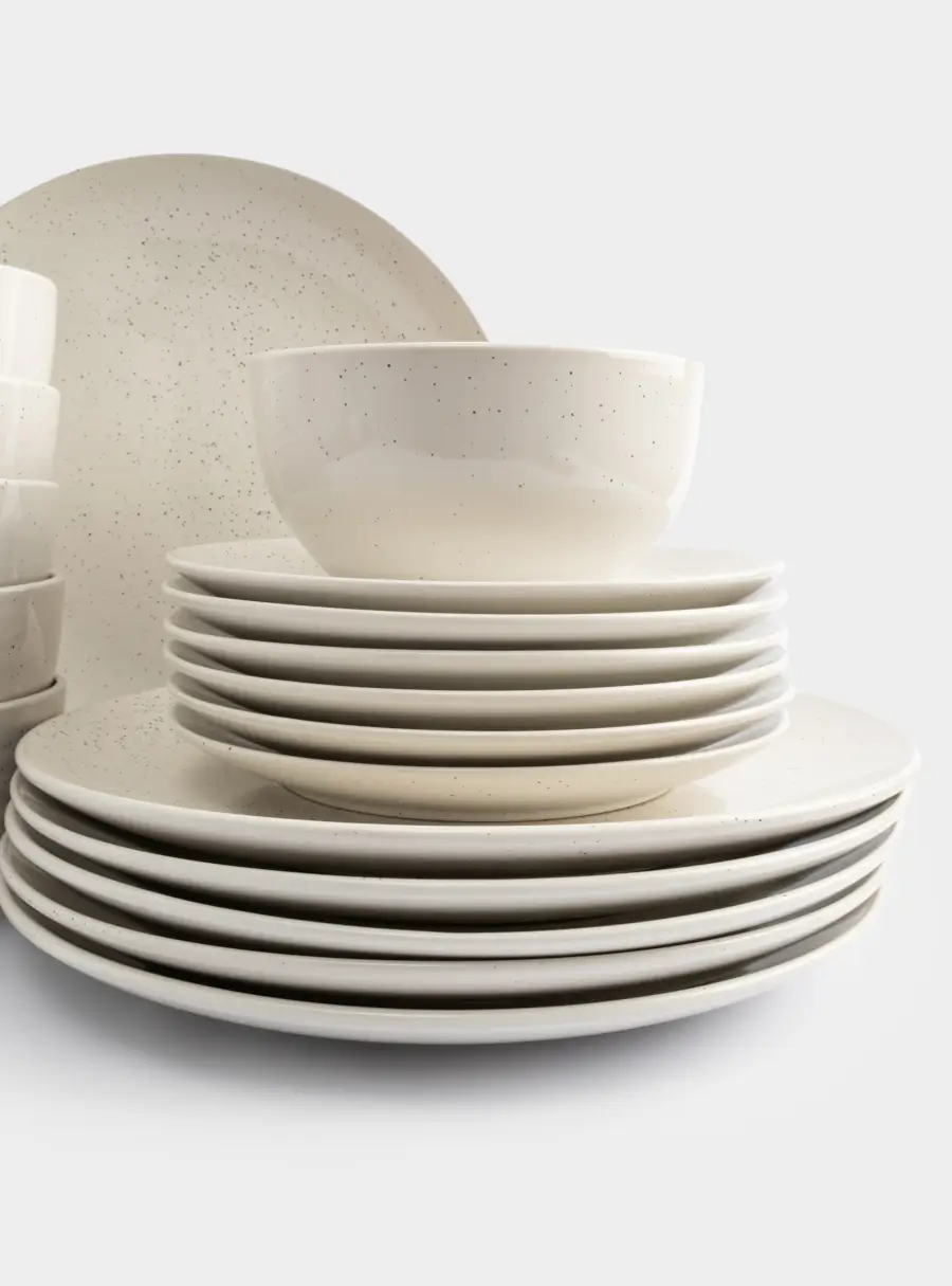 Сервиз обеденный, 6 перс, 18 пр, керамика, молочный, в крапинку, Viveiro ,image-1