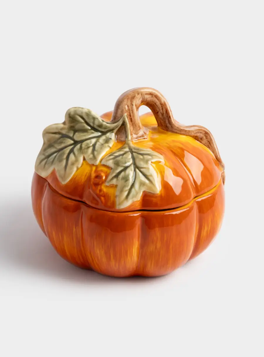 Емкость для хранения, 13х12 см, 520 мл, керамика, оранжево-зеленая, Тыква, Bright pumpkin ,image-1