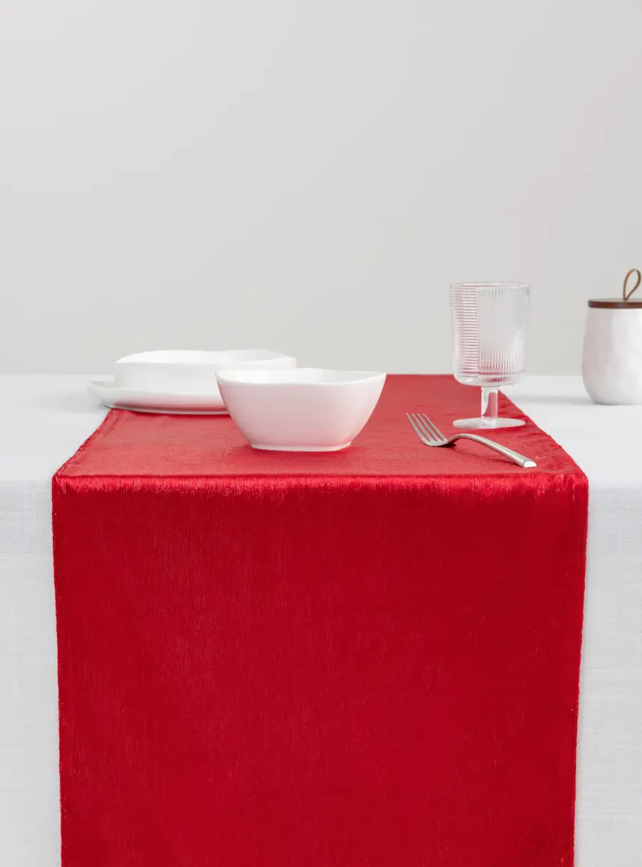 Дорожка настольная, 40х160 см, бархат, красная, Luck gift ,image-2