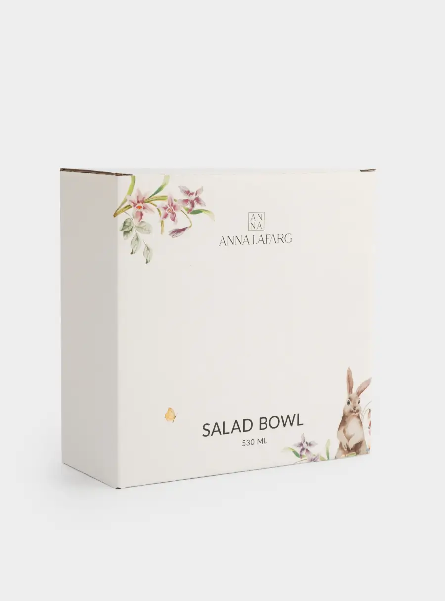 Салатник, 15х7 см, 530 мл, керамика, белый, Кролик с цветами, Flower Rabbit ,image-3