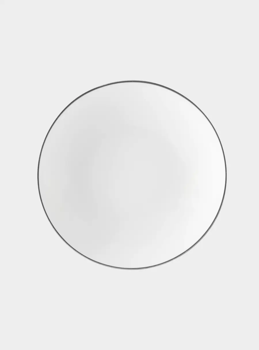 Тарелка суповая, 18,5х5 см, фарфор P, белая, с серебристым кантом, White Platinum, image-1