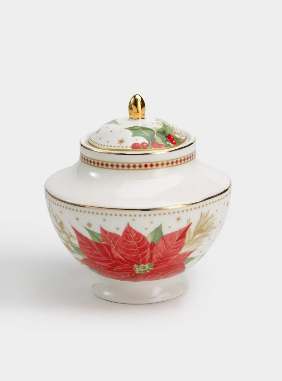 Сахарница, 0,25 л, Пуансеттия и ягоды, image-3