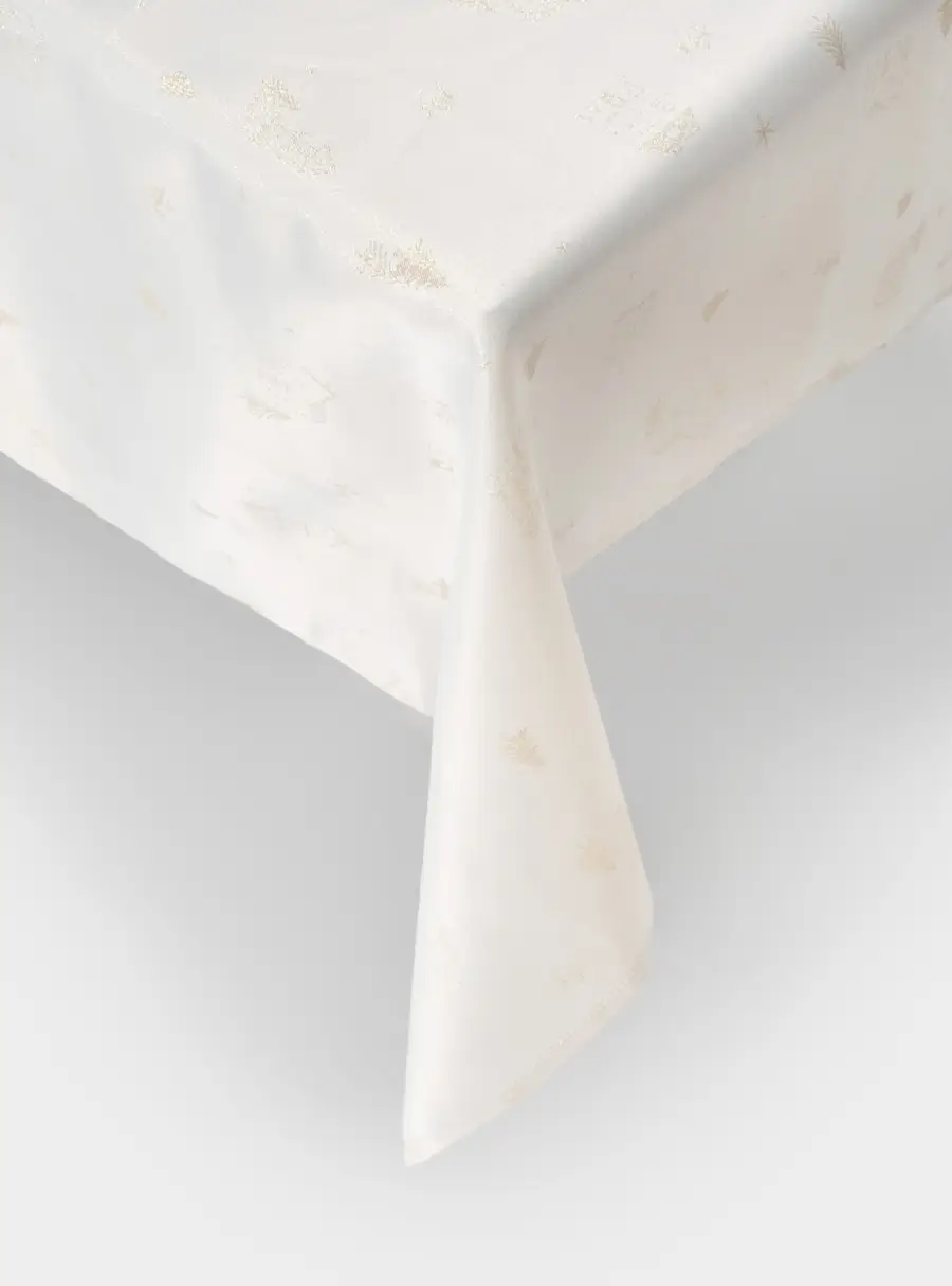 Скатерть, 160х160 см, жаккард, полиэстер, молочная, Золотистые дома, Townlet ,image-1