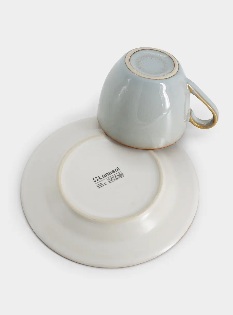 Пара кофейная, 1 перс, 2 пр, 90 мл, керамика, серо-бежевая, с коричневым кантом, Mandala ,image-3