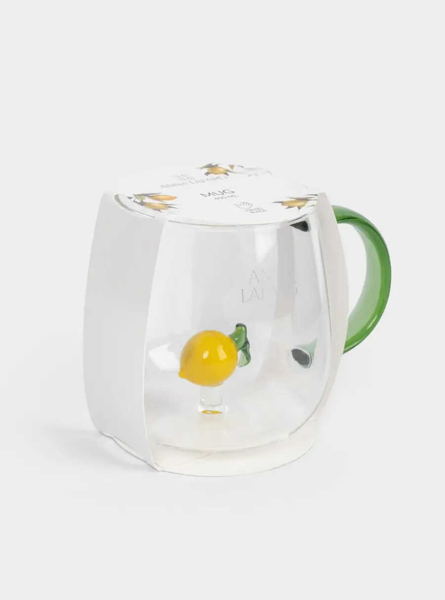 Кружка, 400 мл, стекло Б, зеленая ручка, Лимон, Lemon, image-4