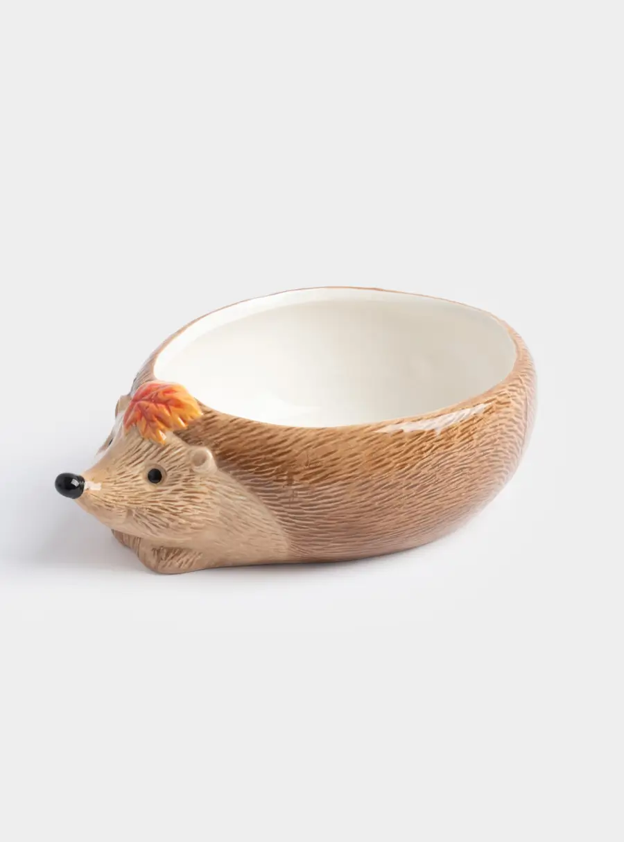 Конфетница, 21х15 см, керамика, коричневая, Еж с листом, Autumn forest