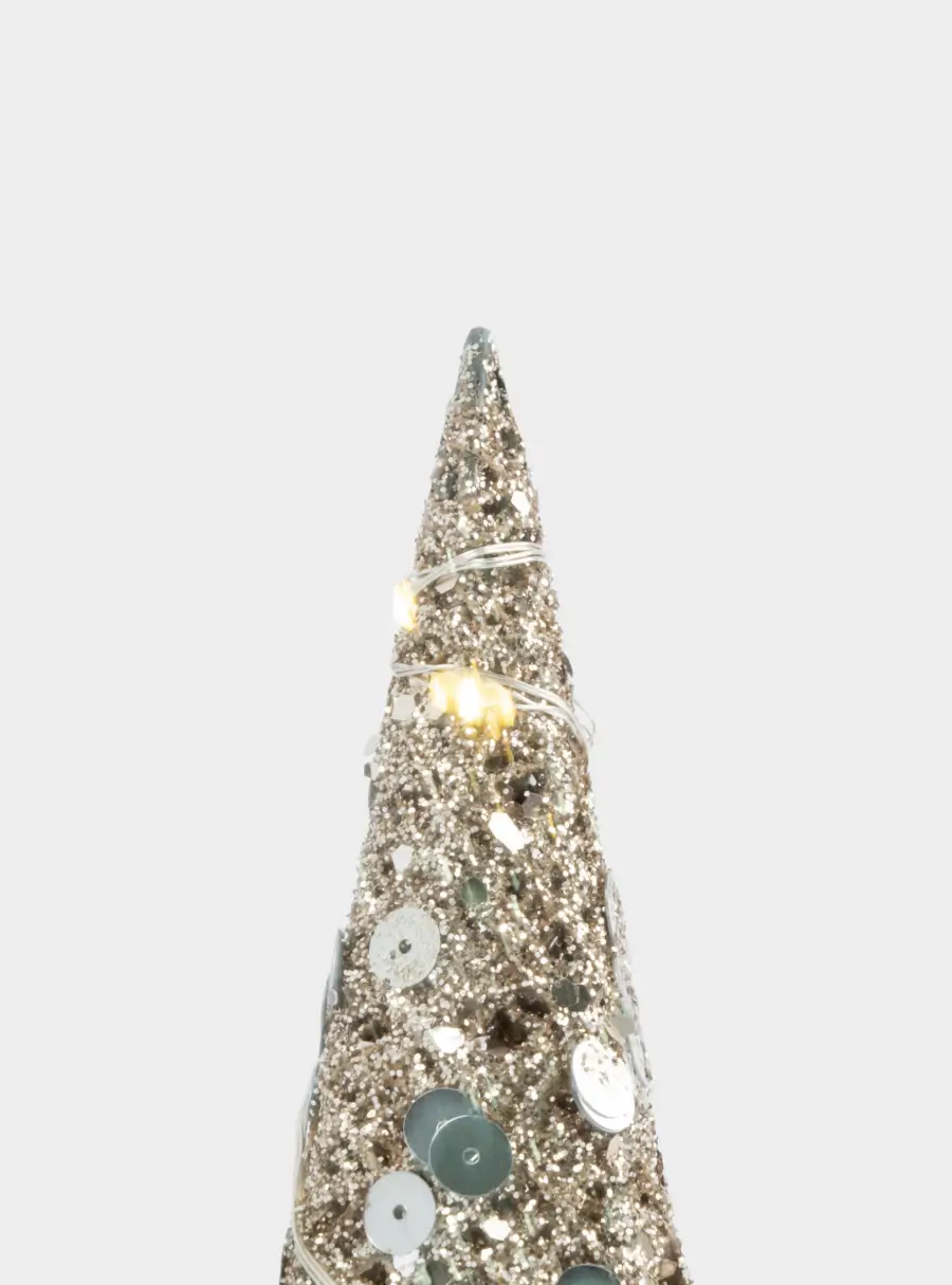 Ель-конус, 20 см, с подсветкой, полиэстер/металл, шампань, Celebration, image-1