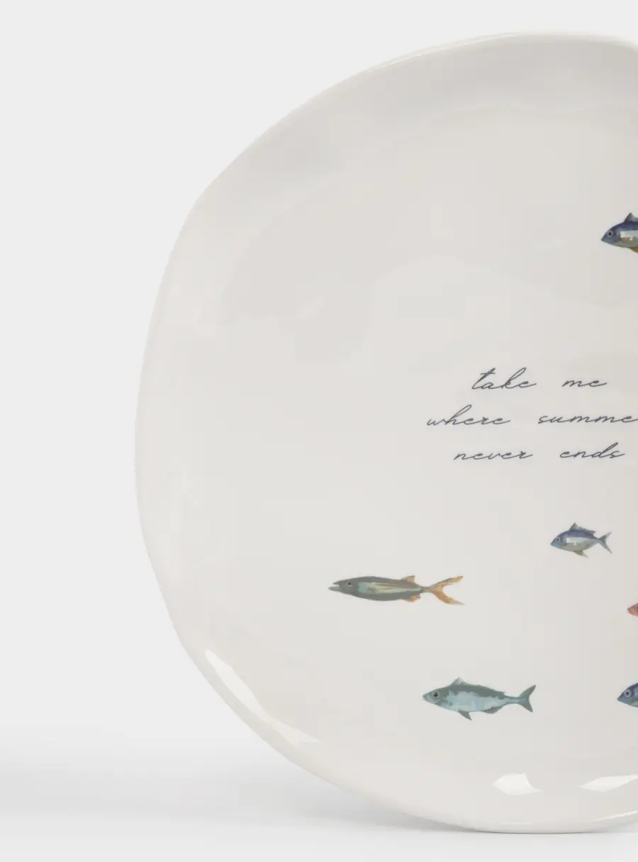Тарелка обеденная, 25 см, керамика, белая, Рыбки, Sea world ,image-3
