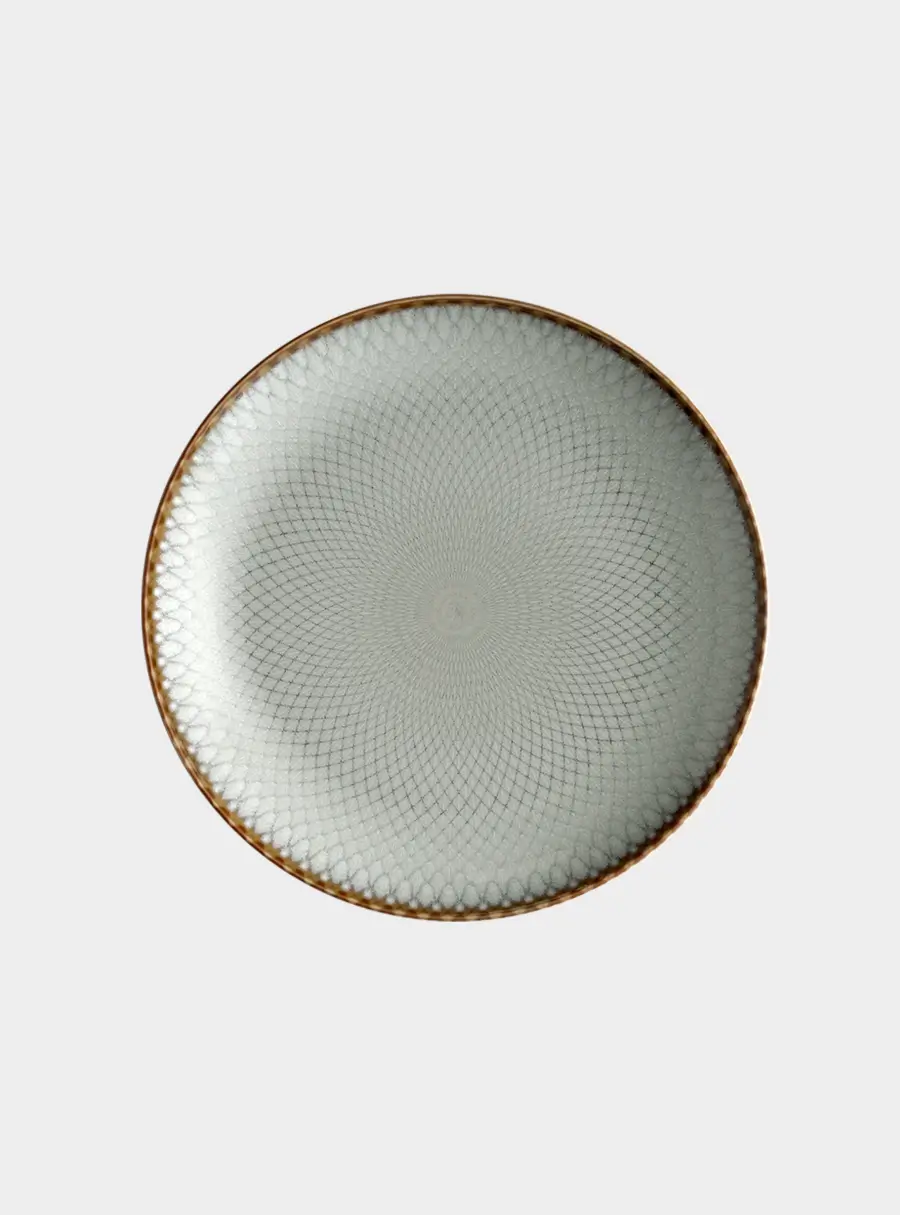 Тарелка закусочная, 20 см, керамика, серо-бежевая, Серые ромбы, Mandala ,image-0