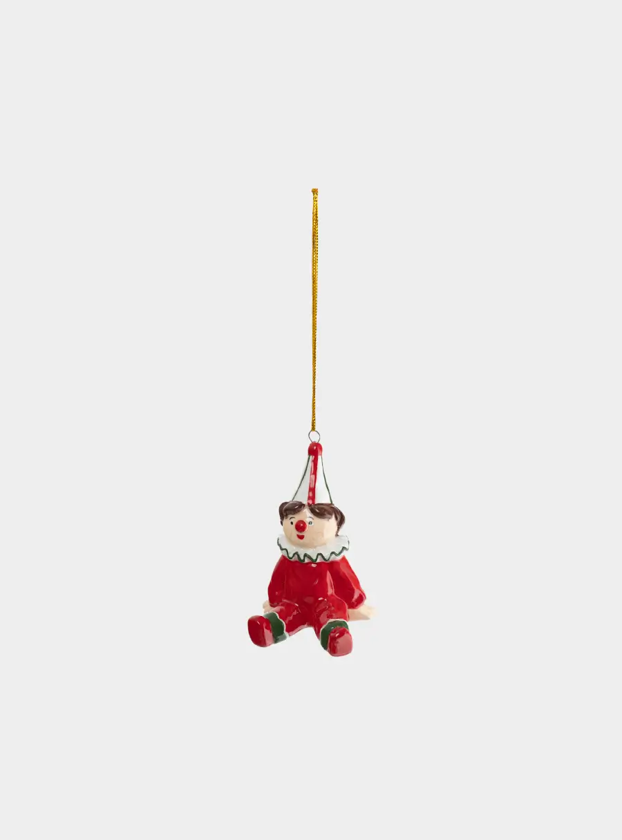 Игрушка елочная, 9 см, керамика D, красная, Клоун, Fairytale ,image-1