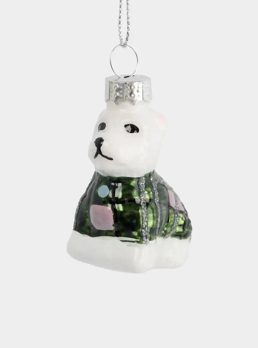 Игрушка елочная, 4 см, стекло, зеленая, Собака, New year, image-0