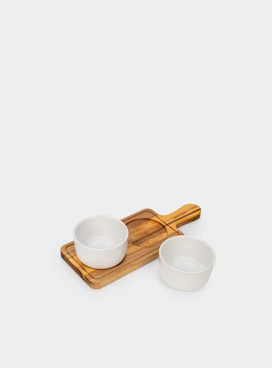 Набор для закусок, 2 пр, на подставке, со шпажками, керамика K/дерево, Сливы, Plum Orchard ,image-2