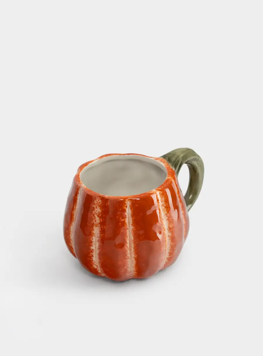 Кружка, 440 мл, керамика D, оранжево-зеленая, Тыква с листом, Bright pumpkin ,image-3