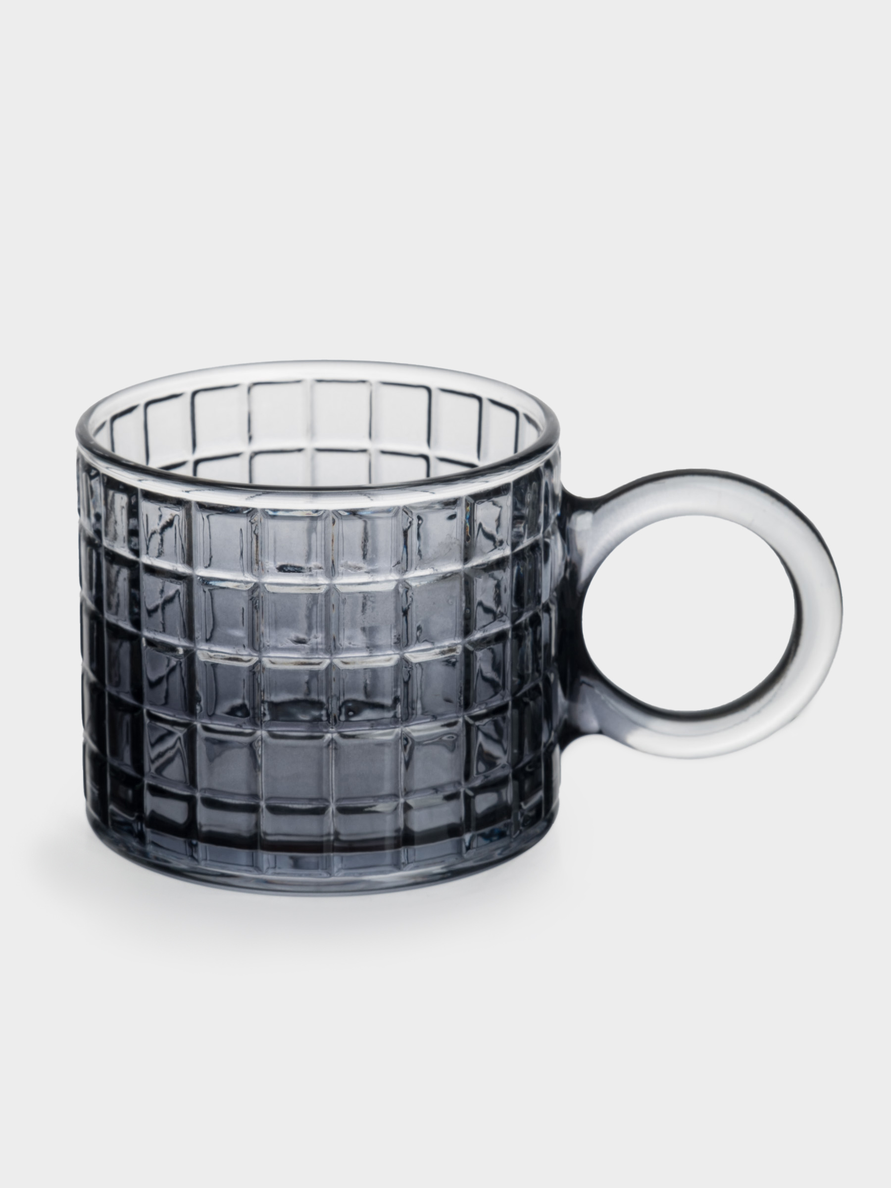 Кружка, 300 мл, стекло Р, серая, Квадраты, image-1