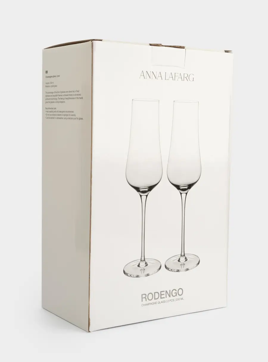 Бокал для шампанского, 250 мл, 2 шт, кристальное стекло, Rodengo, image-6