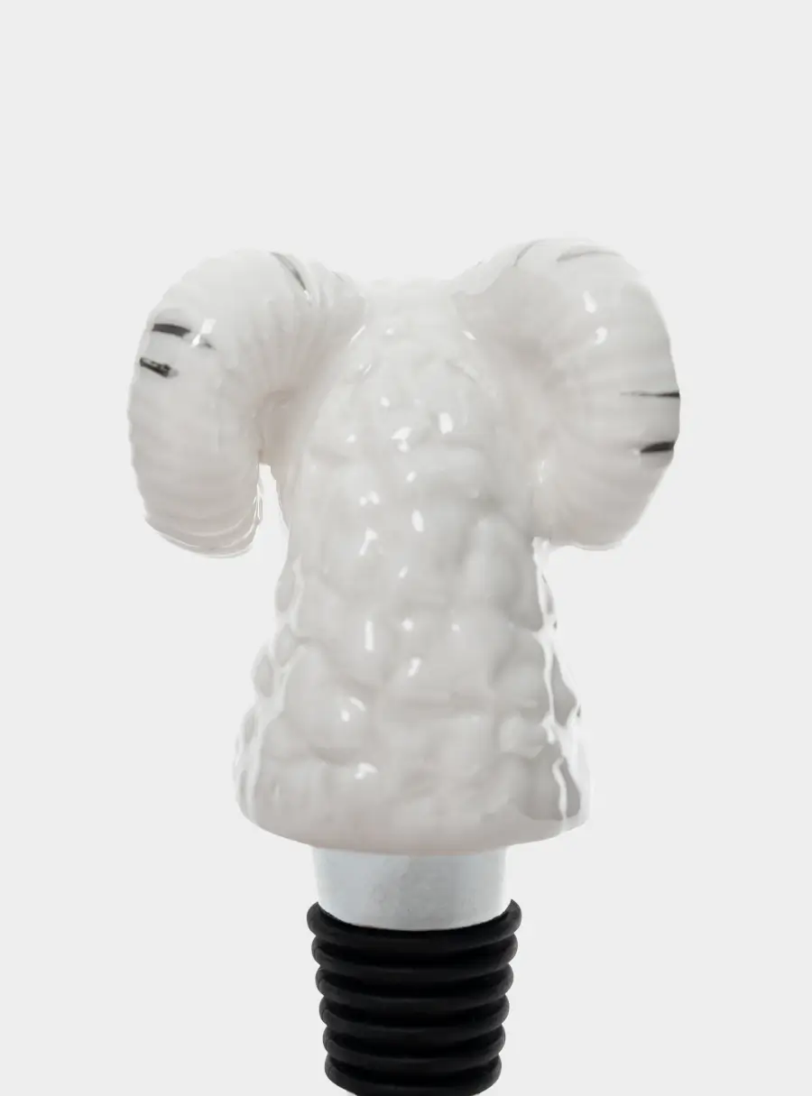 Пробка для винной бутылки, 11 см, сталь/фарфор P, молочная, Архар, Sheep ,image-2