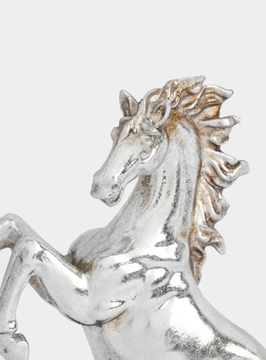 Статуэтка, 15 см, полирезин, серебристая, Конь на дыбах, Horse ,image-1