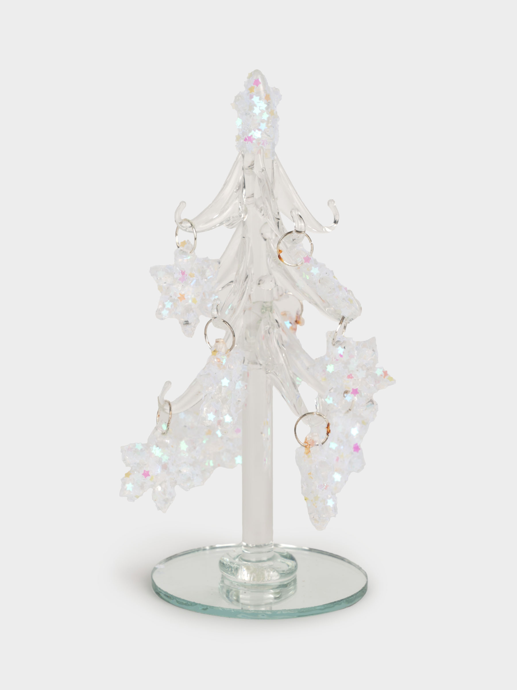Статуэтка, 15 см, с подвесками, стекло, серебристая, Ель со снежинками, Event, image-1
