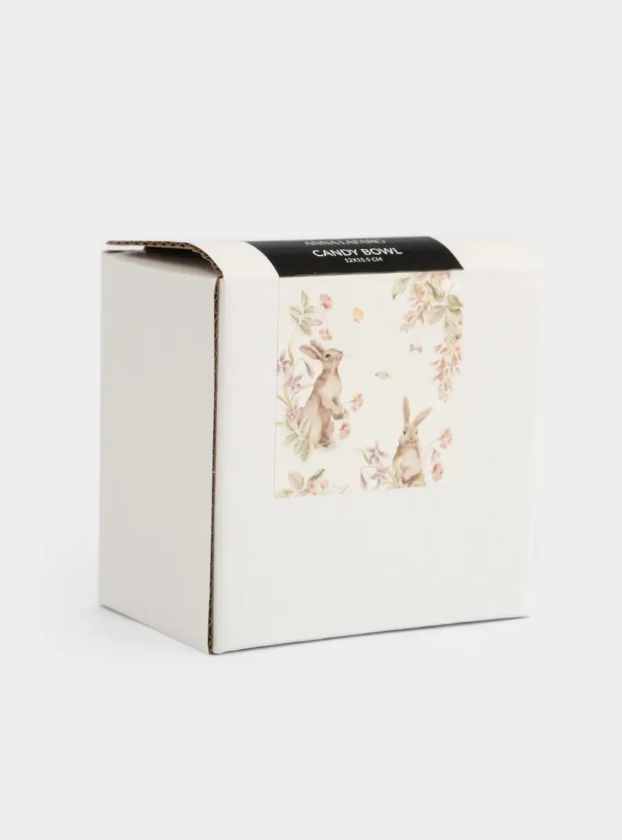 Конфетница, 12х16 см, керамика, молочно-серая, Кролик с корзинкой, Brown Rabbit, image-6