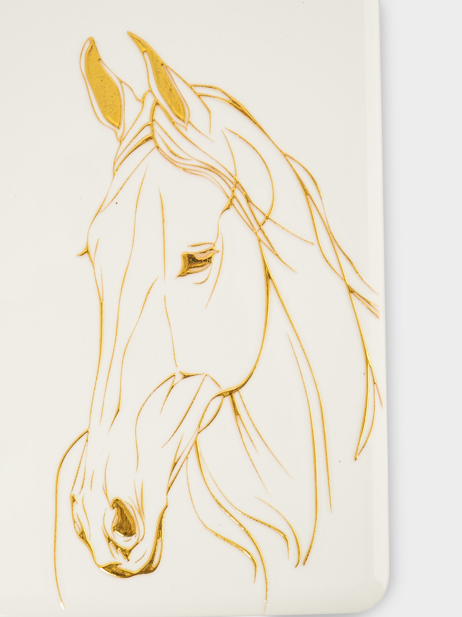 Подставка под горячее, 12х33 см, керамика/пробка, с ручкой, белая, Лошадь, Horse, image-1