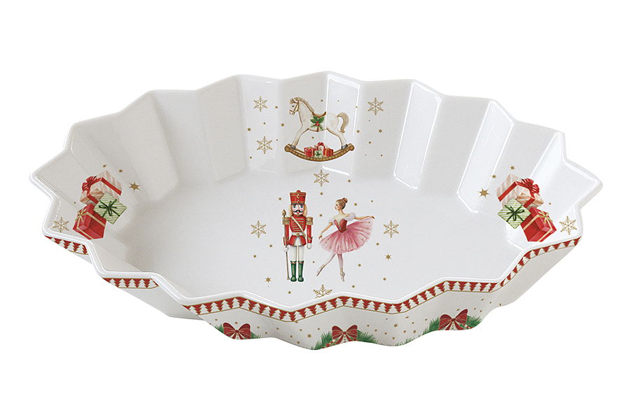 Блюдо, 25х17 см, фарфор P, овальное, белое, Щелкунчик и фея, Magie de Noel