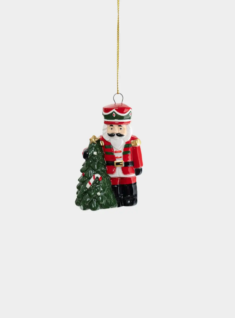 Игрушка елочная, 8 см, керамика D, Щелкунчик с елкой, Nutcracker ,image-0