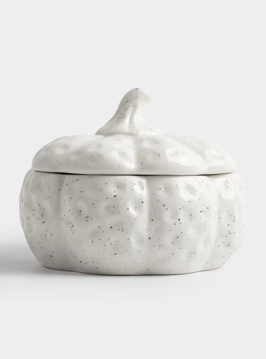 Емкость для хранения, 18х16 см, 1,3 л, керамика D, белая, в крапинку, Тыква, Light pumpkin ,image-1