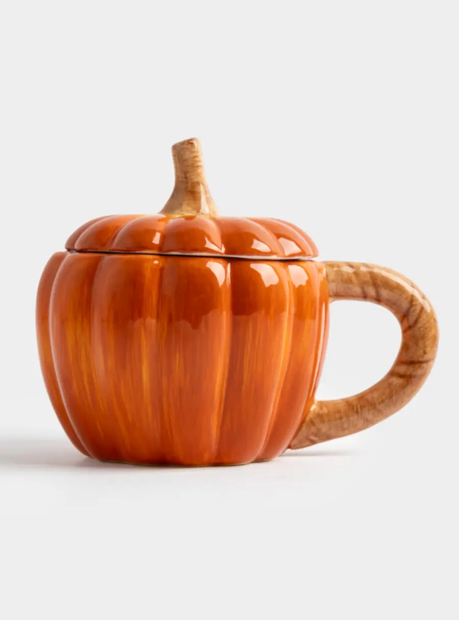Кружка, 450 мл, с крышкой, керамика D, оранжевая, Тыква, Bright pumpkin ,image-2