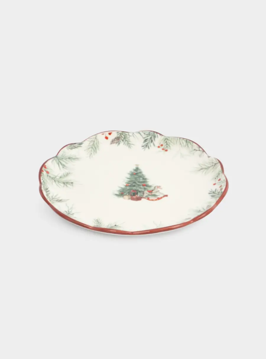 Тарелка закусочная, 20 см, керамика, белая, Лошадка у елки, Festival ,image-2