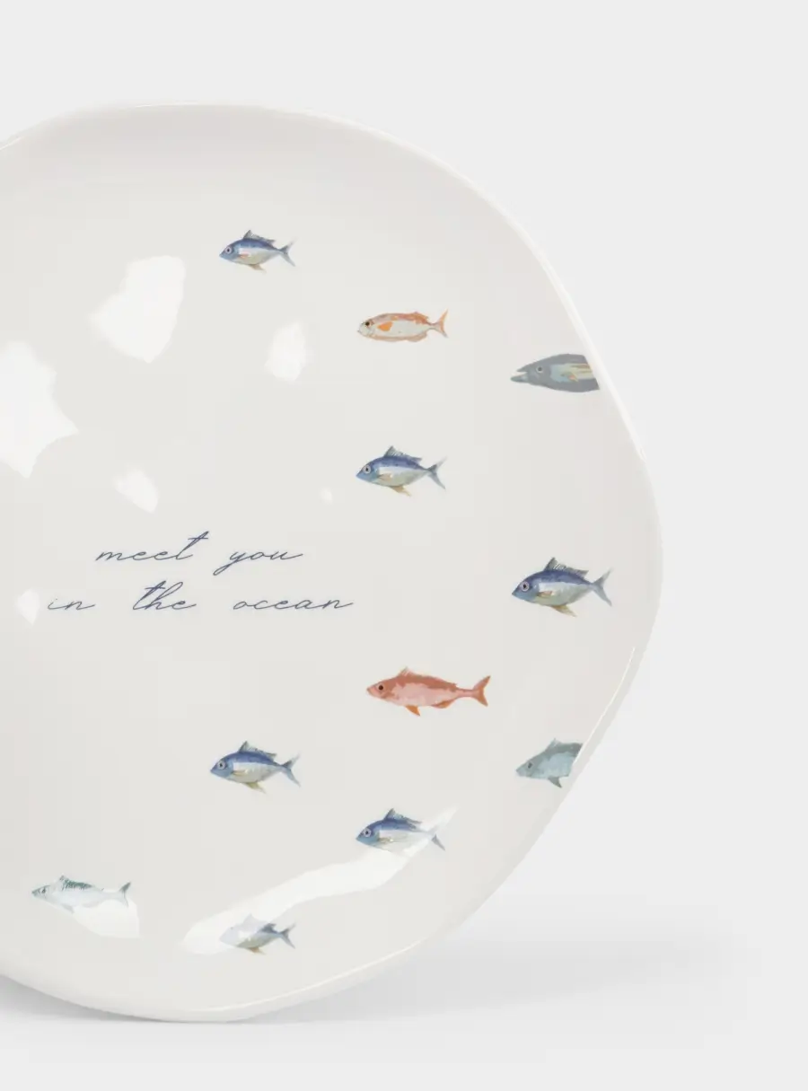 Тарелка закусочная, 22 см, керамика, белая, Рыбки, Sea world, image-4