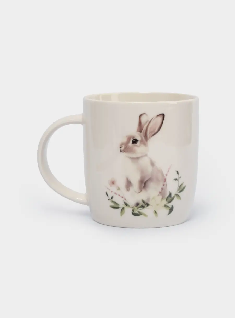 Кружка, 360 мл, фарфор N, белая, Кролик в цветах, Bunny ,image-3