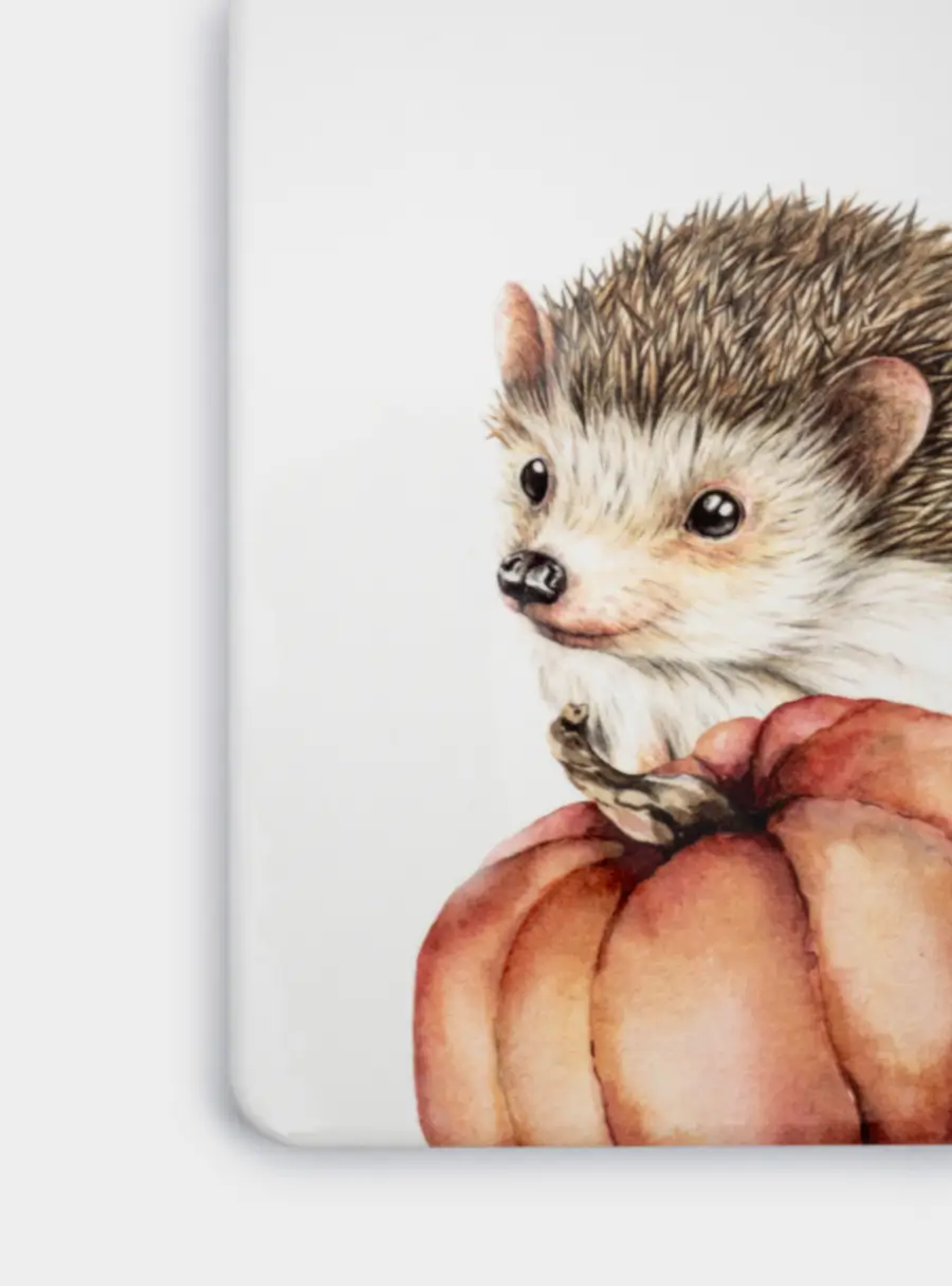 Подставка под горячее, 24х17 см, керамика/пробка, белая, Еж Autumn forest ,image-2