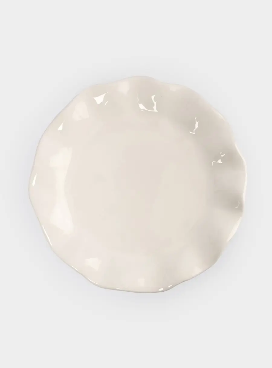 Блюдо на ножке, 19х12 см, керамика, молочно-золотистое, Кролик с бантом, White Rabbit, image-4