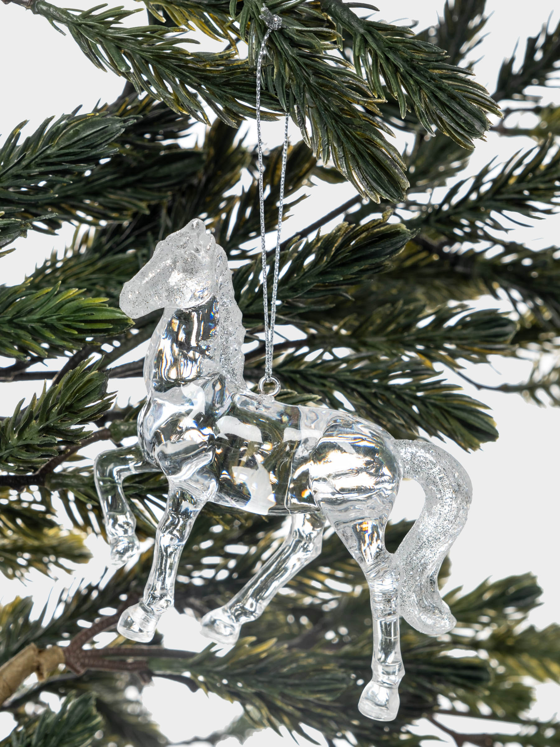 Игрушка елочная, 9 см, акрил, серебристая, Лошадь, Horse, image-3