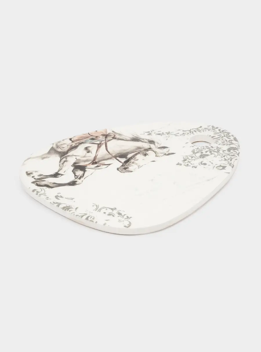 Подставка под горячее, 15x20 см, керамика/пробка, треугольник, белая, Конь, White horse ,image-4