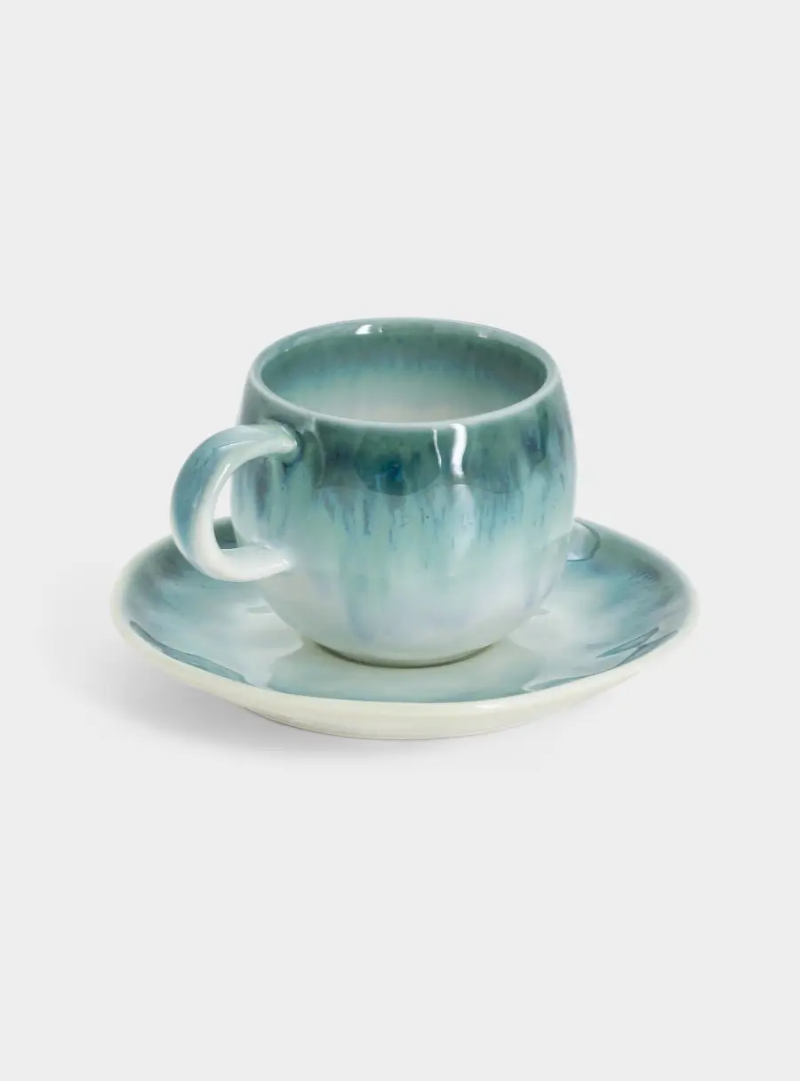 Чашка с блюдцем, 120 мл, голубая, Nuances, image-1