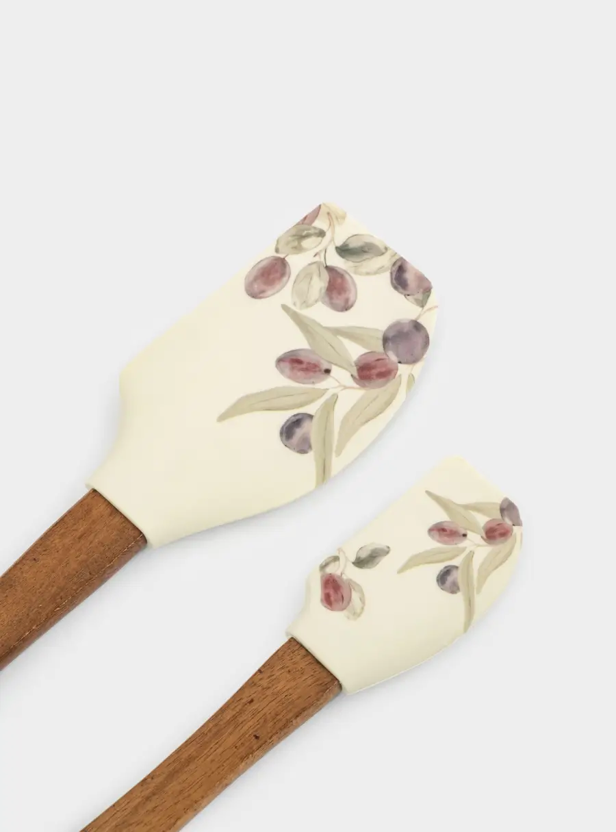 Лопатка-шпатель, 2 шт, силикон/дерево, молочная, Сливы, Plum Orchard ,image-1