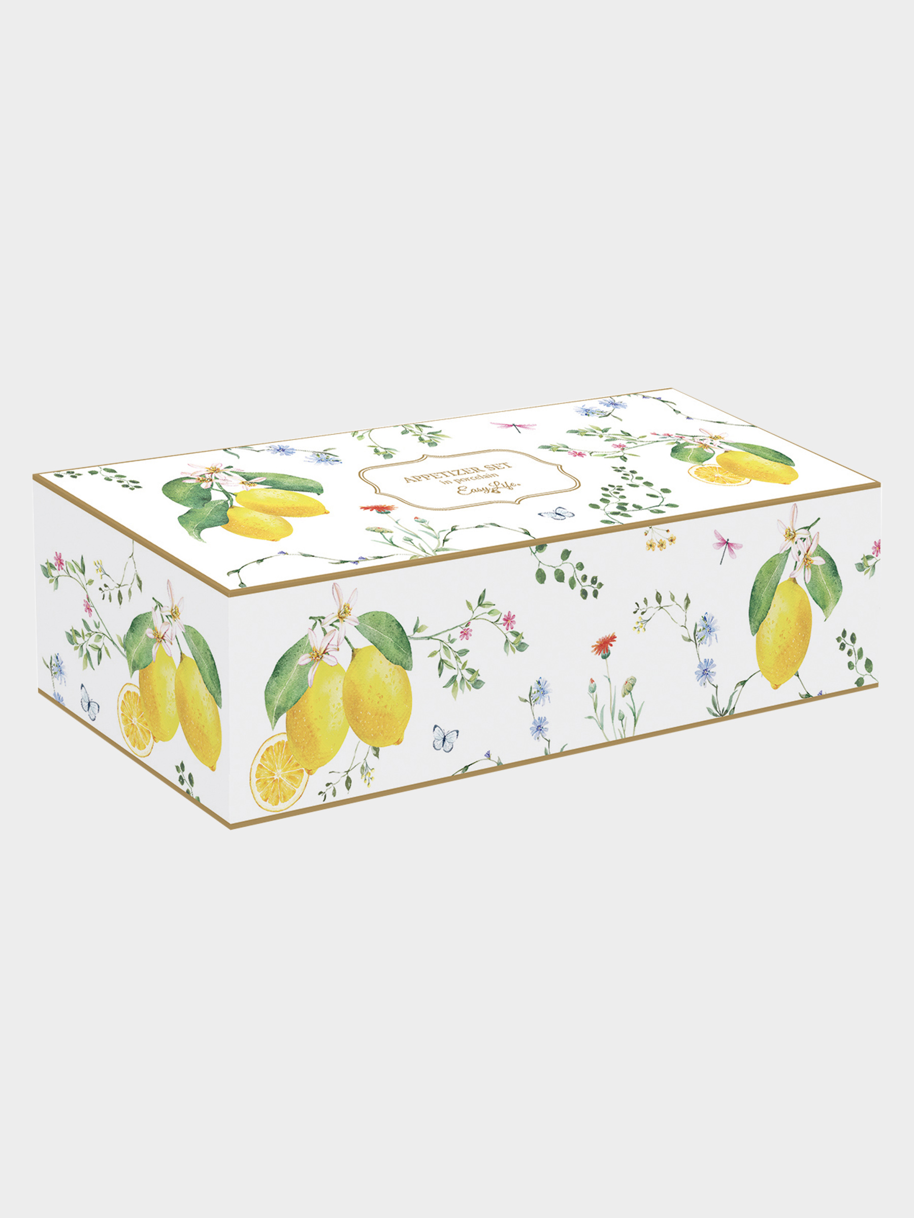 Набор для закусок, 3 пр, на подставке, фарфор P/бамбук, желтый, Лимон, Fleurs et Citrons, image-1