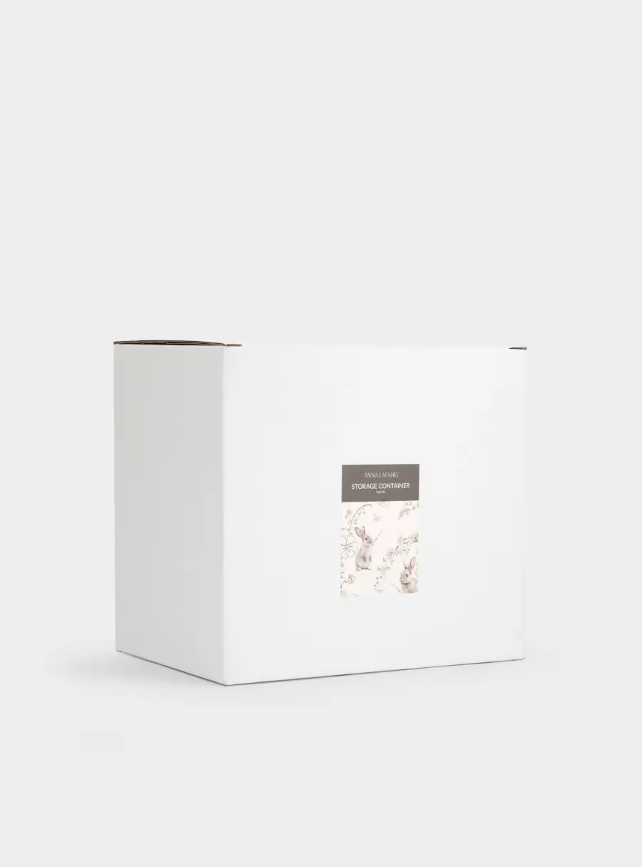 Емкость для хранения, 18х15 см, 740 мл, керамика, молочно-золотистая, Кролик в цветах, White Rabbit, image-9